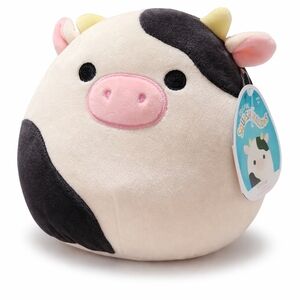 Squishmallows Connor Cow 8" Plush Stuffed Animal Kellytoy Farm Toy Black White